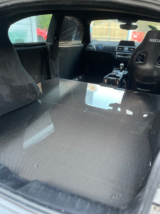 Custom carbon fibre rear seat delete kit