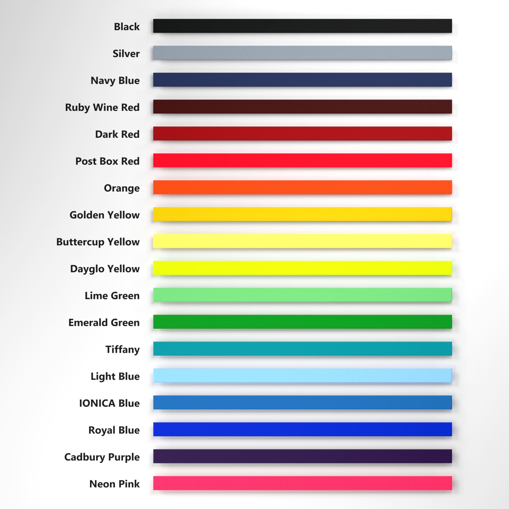 Cargo net webbing colour options