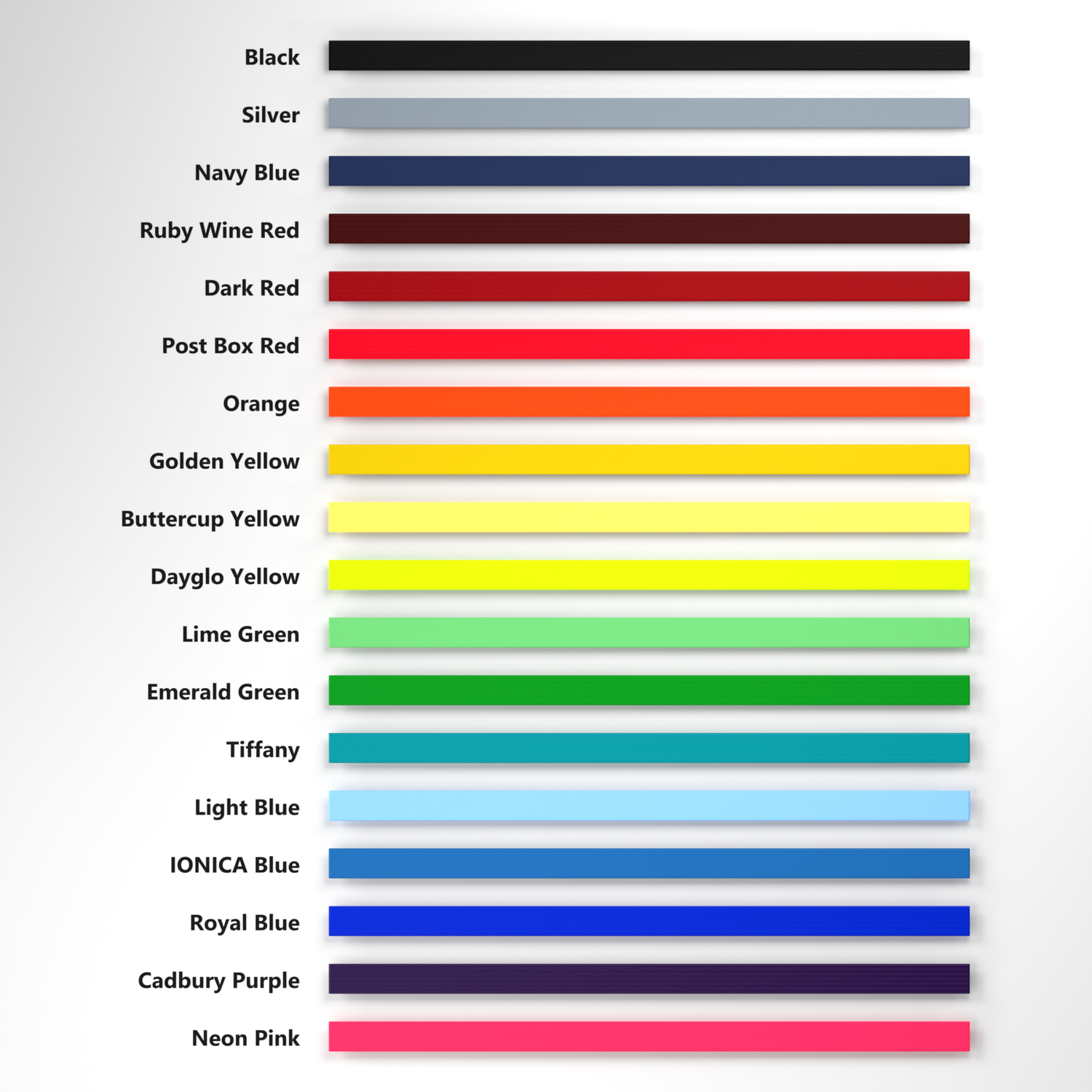 Cargo net webbing colour options